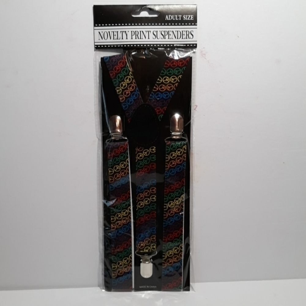 Adult novelty peace sign boho suspenders new gift